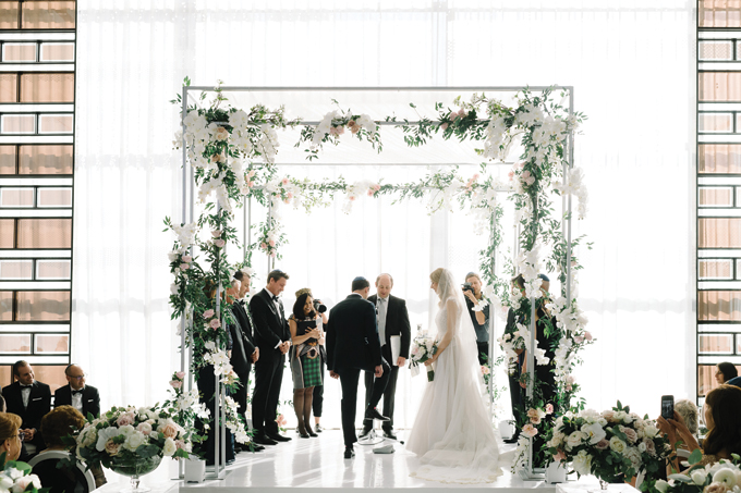 A photograph of the chupa at a Jewish wedding