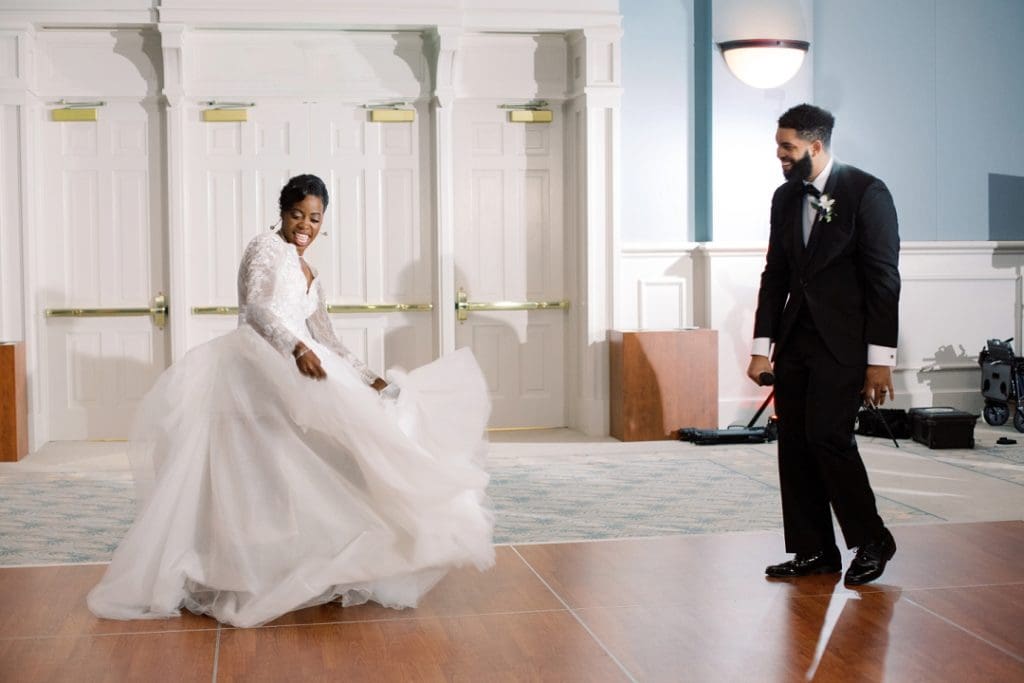 lip sync battle to drake montage at wedding bride and groom before first dance by ericaJ photography