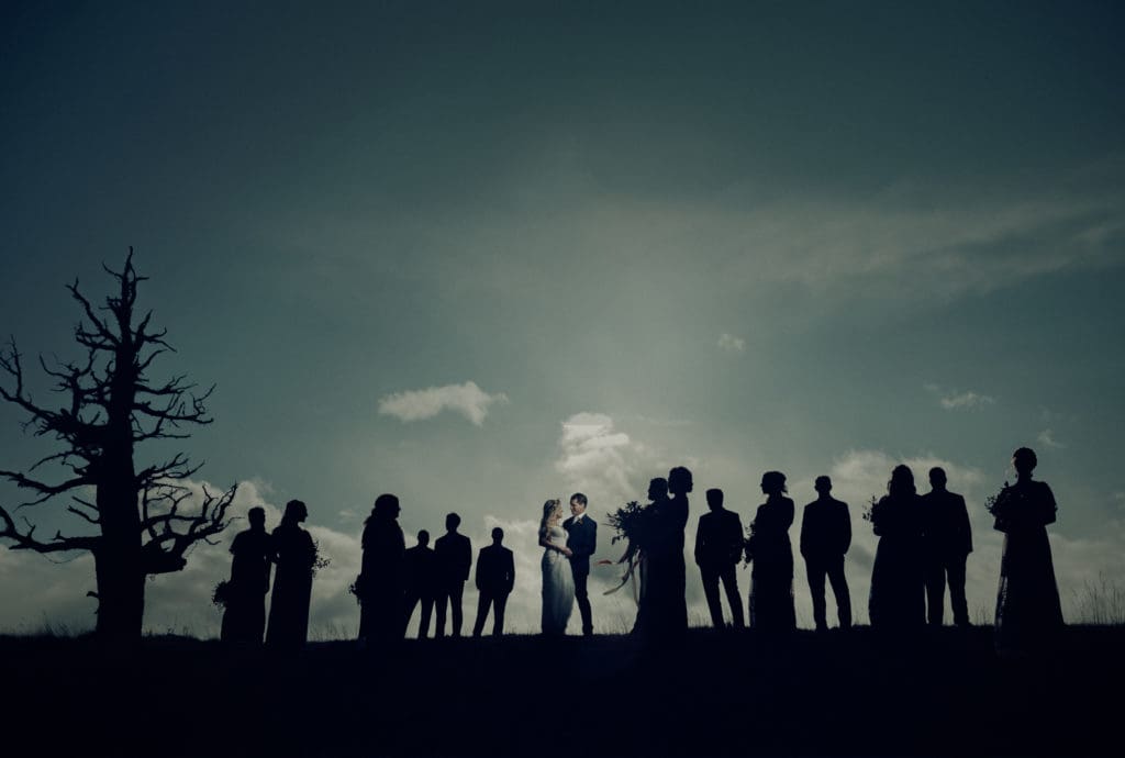 backlighting at wedding with layers