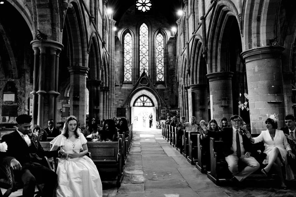 Beth and Andrew married at St Mary's Church with safe photo coverage in mind.