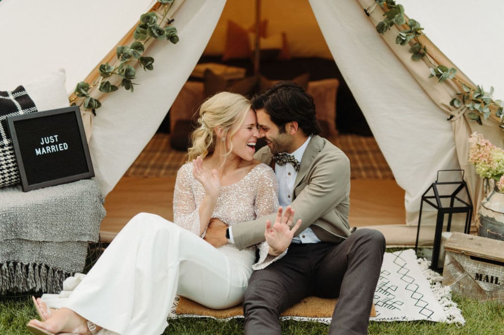 A wedding yurt helped provide creative wedding moments to photograph.