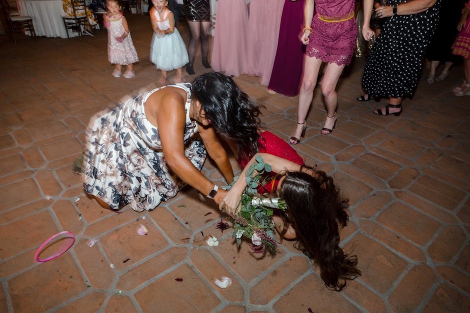 a fight for the bouquet.