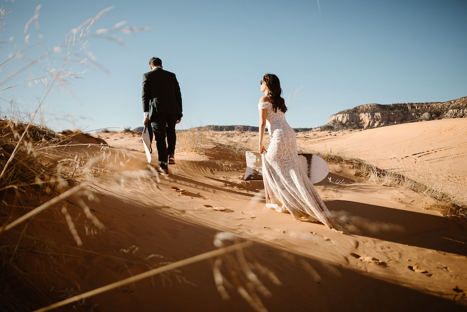 Desert bride and groom.