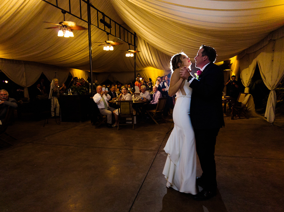 Bride and groom at reception.