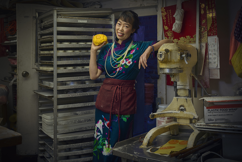 Image of a female baker from Zabrina Deng's Women of Chiantown portrait project.