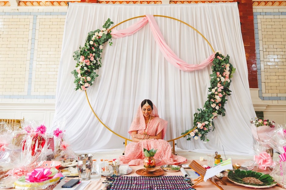 wedding portrait of Indian bride.