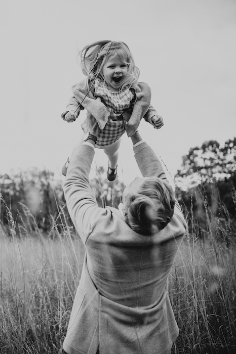 vintage dad and daughter portrait with movement.