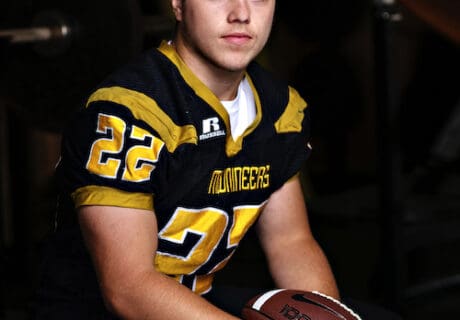 closeup of football player from high school
