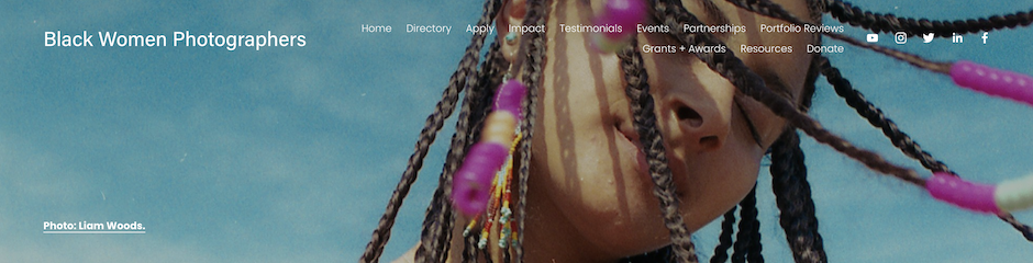 Black Women Photographers web page example