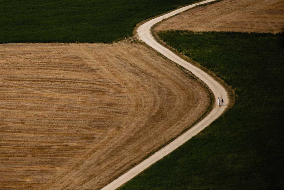 angles and curves of a outdoor crop space in Italy.