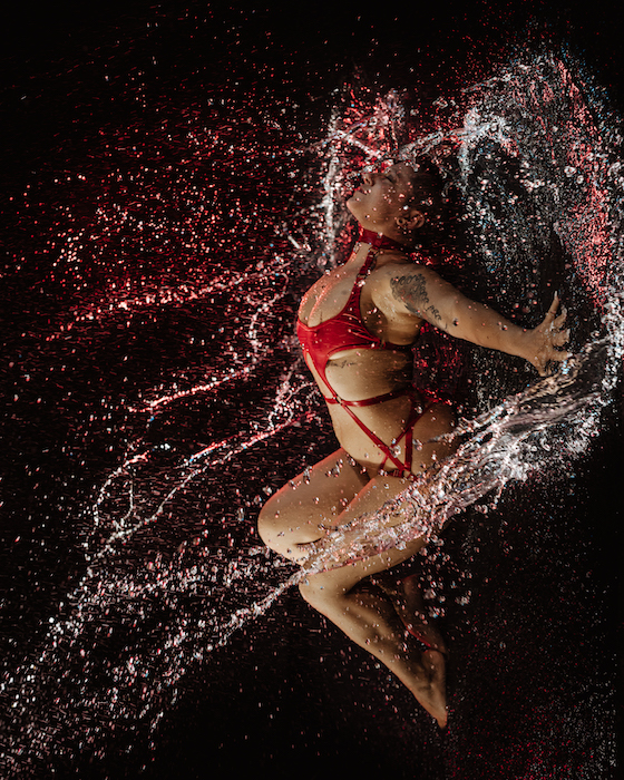 girl in rain splash