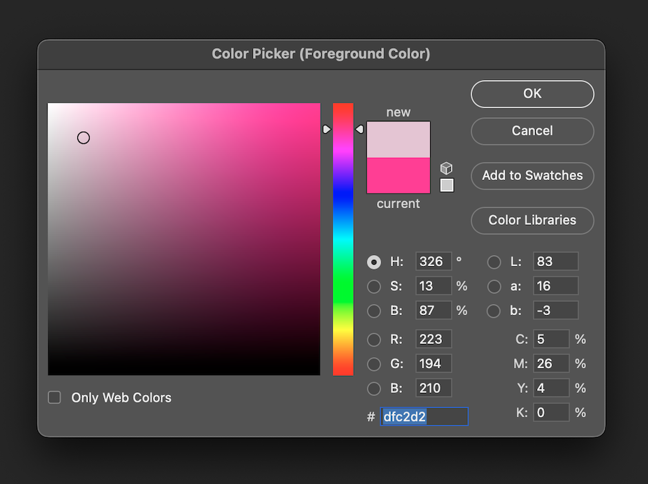 reddish pink hue in Photoshop