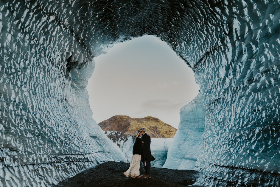 an image by Brianna Parks of a couple in an ice cave.