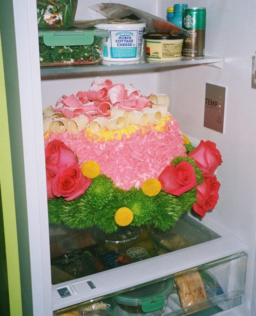 flowers in fridge using flash.